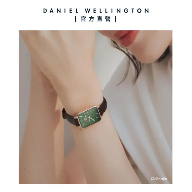【Daniel Wellington】DW 手錶  Quadro Sheffield 20x26mm經典黑真皮皮革小方錶(兩色 DW00100439)