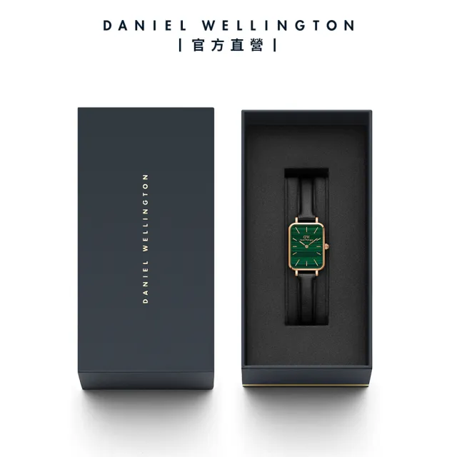 【Daniel Wellington】DW 手錶  Quadro Sheffield 20x26mm經典黑真皮皮革小方錶(兩色 DW00100439)