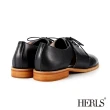 【HERLS】牛津鞋-柔軟全真皮側鏤空圓頭德比牛津鞋(黑色)