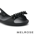 【MELROSE】質感水鑽後繫帶防水低跟涼鞋(黑)