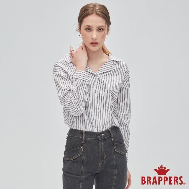 【BRAPPERS】雙11 女款 典雅西裝領條紋襯衫(白底黑條)