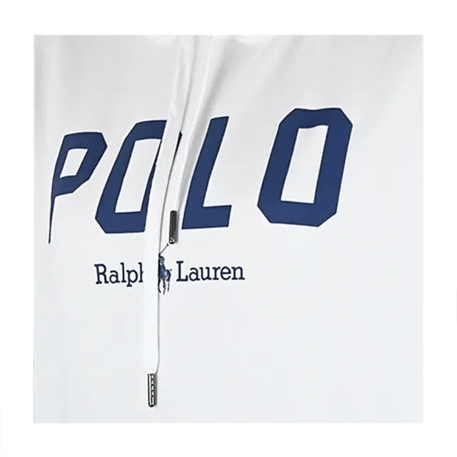 【RALPH LAUREN】POLO印花長袖連帽T恤(白)