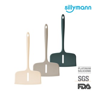 【韓國sillymann】100%鉑金矽膠寬版一體成型煎鏟-三色(鉑金矽膠可沸水消毒、可進洗碗機高溫清潔)
