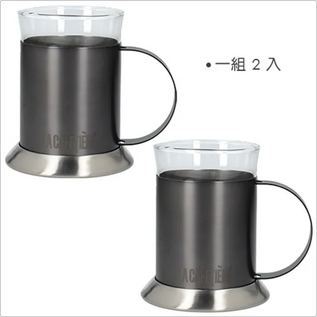 【CreativeTops】鋼座玻璃杯2入 200ml(水杯 茶杯 咖啡杯)