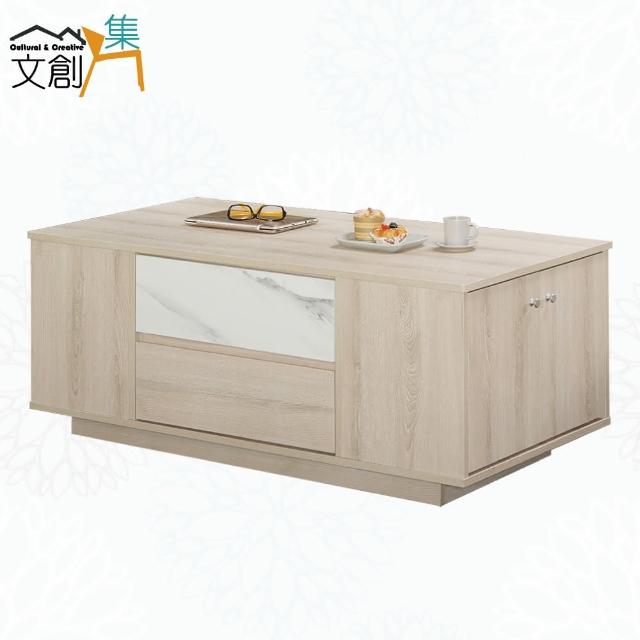 【文創集】扎爾  雙色4尺二抽開門大茶几