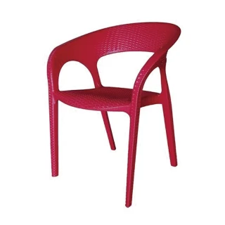 【堡美家具】簡約藤紋塑膠休閒椅-4入組 限單色(台灣製/可堆疊/塑膠椅/洞洞椅/戶外餐椅/靠背椅)