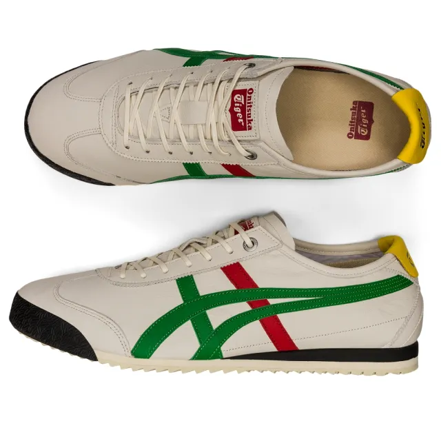 【Onitsuka Tiger】鬼塚虎 MEXICO 66 SD 米色底綠紅邊 休閒鞋 (1183A872-100)