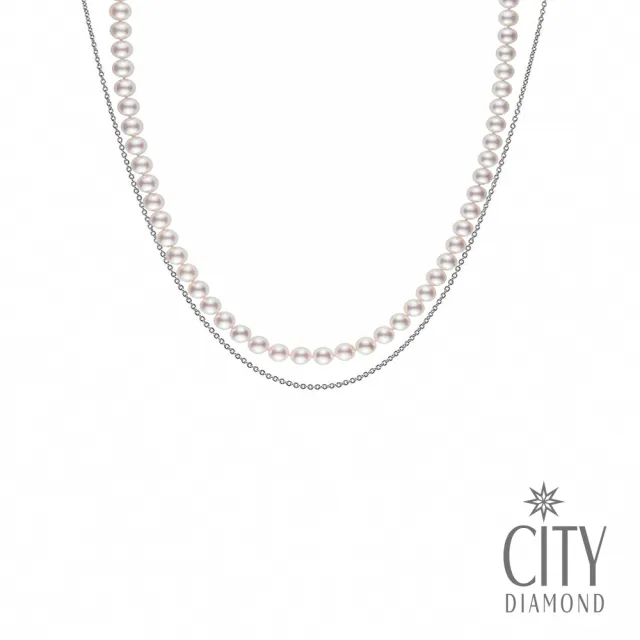 【City Diamond 引雅】雙層天然珍珠串短版合金頸鍊/短版項鍊 40cm(手作設計系列)