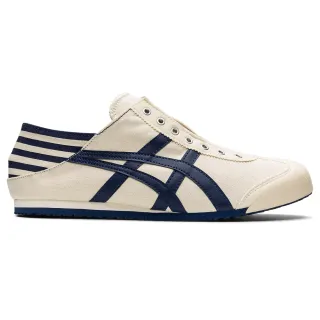 【Onitsuka Tiger】鬼塚虎 官方旗艦店 白底藍邊MEXICO 66 PARATY 無鞋帶款(TH342N-0250)