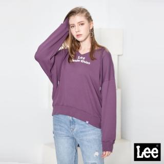 【Lee】女裝 帽T / 寬鬆微V領 氣質紫 季節性版型(LL20032491A)