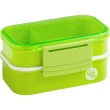 【Premier】附餐具雙層便當盒 綠(環保餐盒 保鮮盒 午餐盒 飯盒)