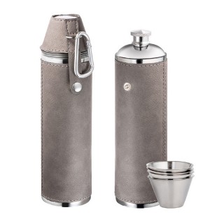 【REFLECTS】酒杯4入+隨行酒壺 灰350ml / 隨身酒瓶 攜帶酒壺