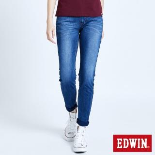 【EDWIN】女裝 JERSEYS 迦績EJ2棉感小直筒長褲(石洗綠)