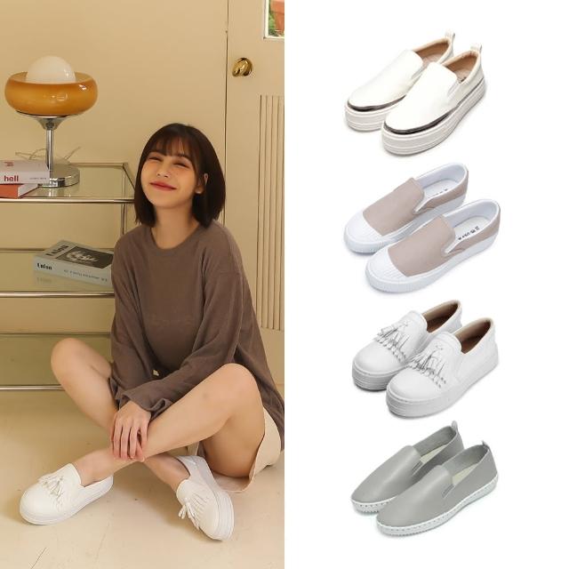 【FUFA Shoes 富發牌】流行平底/厚底懶人鞋（4款任選）(厚底鞋/小白鞋/流蘇鞋)