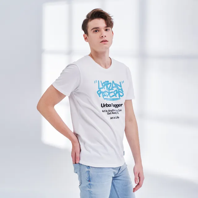 【Lee】出清品-男裝 短袖T恤 / 涼感 藝術文字 經典白 標準版型 / Urban Riders 系列(LL210148K14)