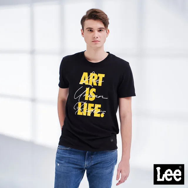 【Lee】男裝 短袖T恤 / 涼感 Art is Life 氣質黑 標準版型 / Urban Riders 系列(LL210149K11)
