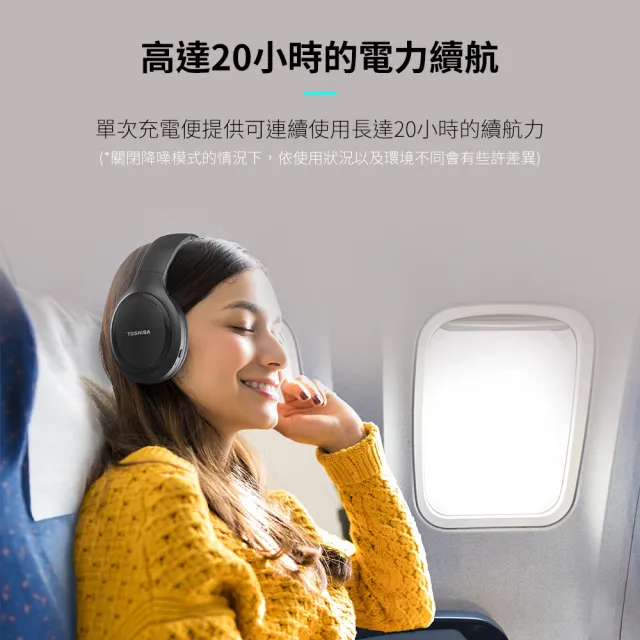 【TOSHIBA 東芝】ANC 主動式降噪無線藍牙耳罩式耳機(RZE-BT1200HB)