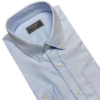 【MURANO】SLIM FIT 長袖襯衫-淺藍斜紋(臺灣製、現貨、修身)