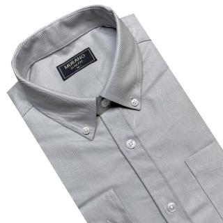 【MURANO】SLIM FIT 長袖襯衫-淺灰斜紋(臺灣製、現貨、修身)