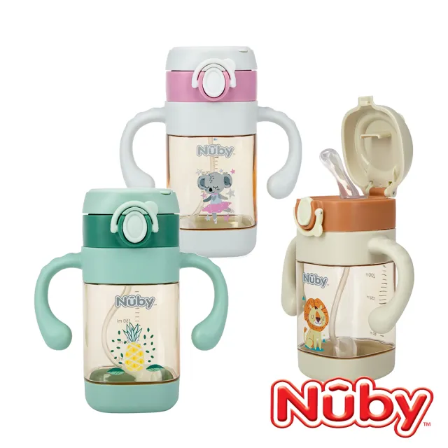 【Nuby官方直營】Nuby PPSU學飲杯_粗吸管_300ml(3款可選)