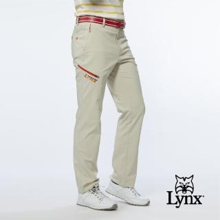 【Lynx Golf】男款日本布料透濕防潑水拉鍊大腿口袋設計平口休閒長褲(卡其色)