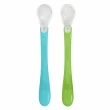 【green sprouts 小綠芽】寶寶學習吃飯矽膠防滑副食品湯匙2入組_藍綠色(GS172391-2)