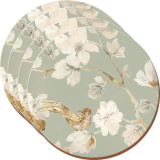 【CreativeTops】軟木圓餐墊4入 鳥語29cm / 桌墊 杯墊