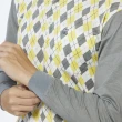 【Lynx Golf】男款純棉雙絲光英倫菱格紋路山貓LOGO胸袋款長袖POLO衫/高爾夫球衫(灰色)