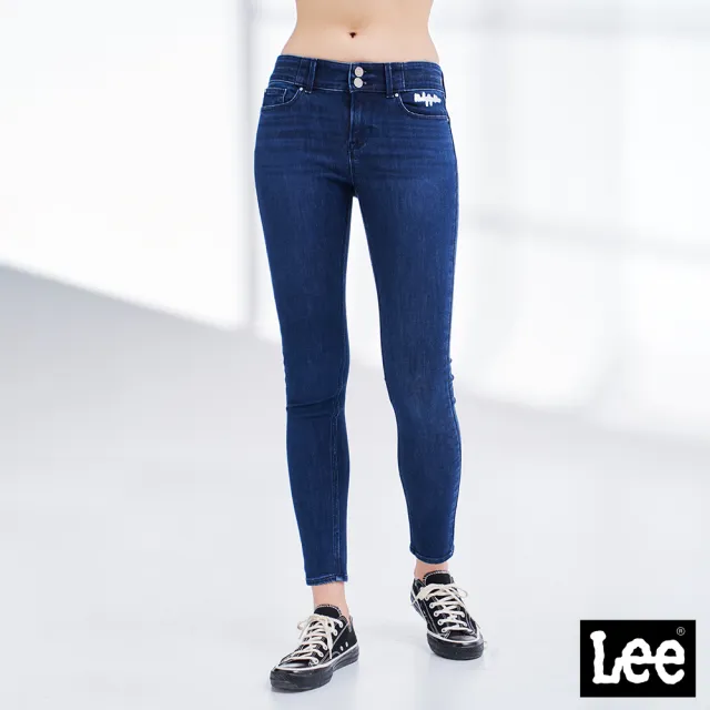 【Lee 官方旗艦】女裝 牛仔褲 / 400 中腰貼身窄管 深藍洗水 / Body Optix系列(LL210280155)