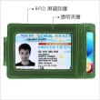 【Kinzd】瘋馬皮防盜證件鈔票夾 綠(卡片夾 識別證夾 名片夾 RFID辨識)