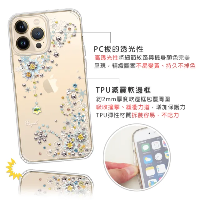 【apbs】iPhone 13 Pro Max / 13 Pro / 13 水晶彩鑽防震雙料手機殼(雪絨花)