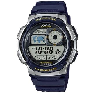 【CASIO 卡西歐】10年電力世界時間計時錶(AE-1000W-2A)