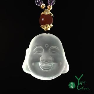 【YC 寶石】天然白水晶財氣萬貫彌勒佛首項鍊(D299)