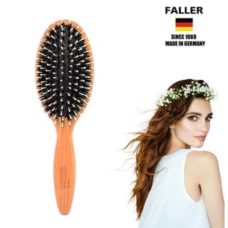 【FALLER 芙樂】德國製FSC櫸木橢圓黑豚鬃柔珠氣墊好按摩梳(氣墊梳/梳頭按摩美容/99狂購)
