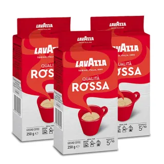 【LAVAZZA】紅牌Rossa中烘焙咖啡粉x3包組(250g/包)