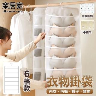 【樂居家】貼身衣物掛袋-6格(分隔袋 分格袋 衣物袋 收納袋 網格袋 內衣內褲收納)
