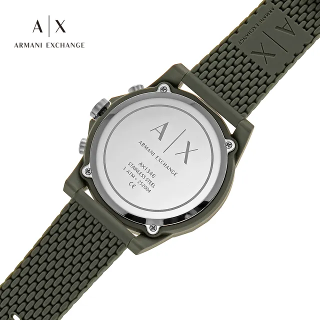 A|X Armani Exchange 官方直營】Outerbanks 運動風三眼計時手錶綠色