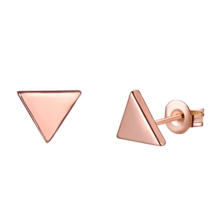 【Aphrodite 愛芙晶鑽】時尚歐美三角造型耳環(玫瑰金色)