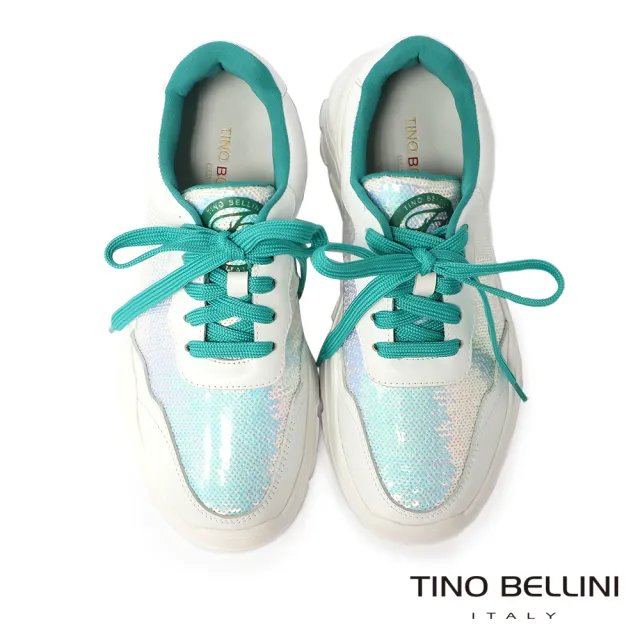 【TINO BELLINI 貝里尼】奢華運動風閃耀亮片厚底老爹休閒運動鞋LB0T0005(白)