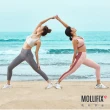 【Mollifix 瑪莉菲絲】環保弧線拼接七分動塑褲、瑜珈服、Legging(薄霧粉)
