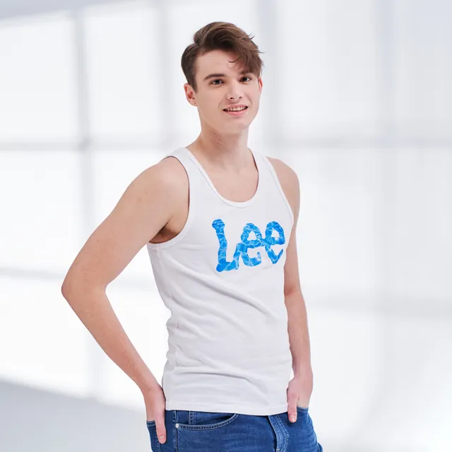 【Lee】男裝 休閒背心 / 沁涼水漾 大LOGO 經典白 標準版型(LL210132K14)