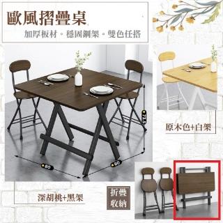 【MINE家居】免組裝餐桌 原木色/深胡桃木色 雙色任選！不含椅(加厚板材 穩固鋼架 防滑腳墊)