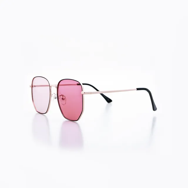 【ASLLY】S2028方形變色雙抗粉色墨鏡/太陽眼鏡