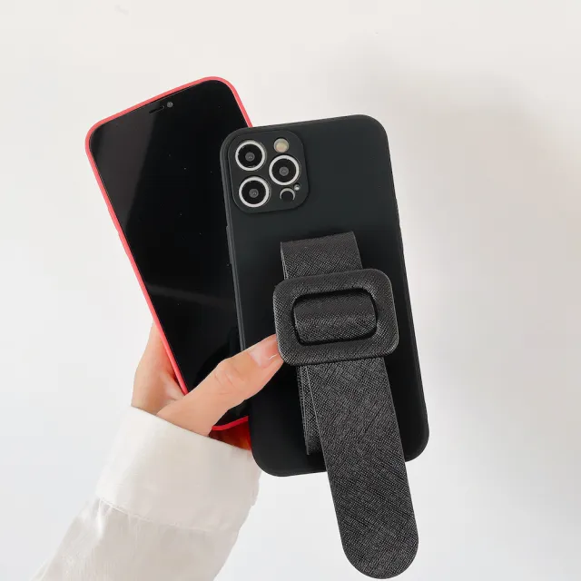 【LOYALTY】iPhoneX/XS/12/12Pro/12ProMax復古寬扣腕帶支架手機殼 2色