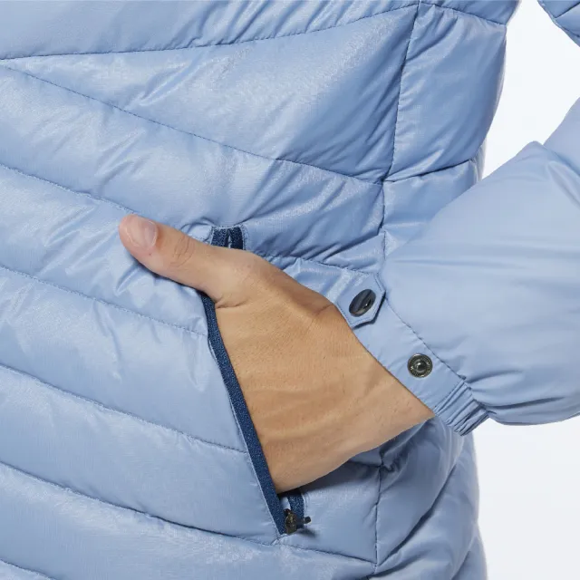 【Lynx Golf】男款保暖羽絨山貓織標LOGO夾標設計長袖外套(灰藍色)