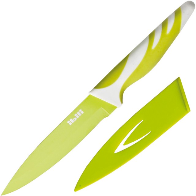 【IBILI】刀套+不沾蔬果刀 綠12.5cm  / 切刀 小三德刀