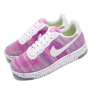 【NIKE 耐吉】休閒鞋 AF1 Crater Flyknit 女鞋 基本款 舒適 輕量 針織鞋面 穿搭 粉 白(DC7273-500)