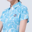 【KING GOLF】女款熱帶雨林植物剪影POLO衫(藍色)