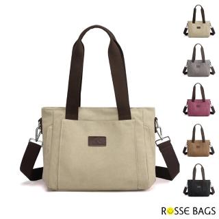 【Rosse Bags】休閒旅行帆布大容量托特包(現+預 卡其色 / 灰色 / 咖啡色 / 紫咖色