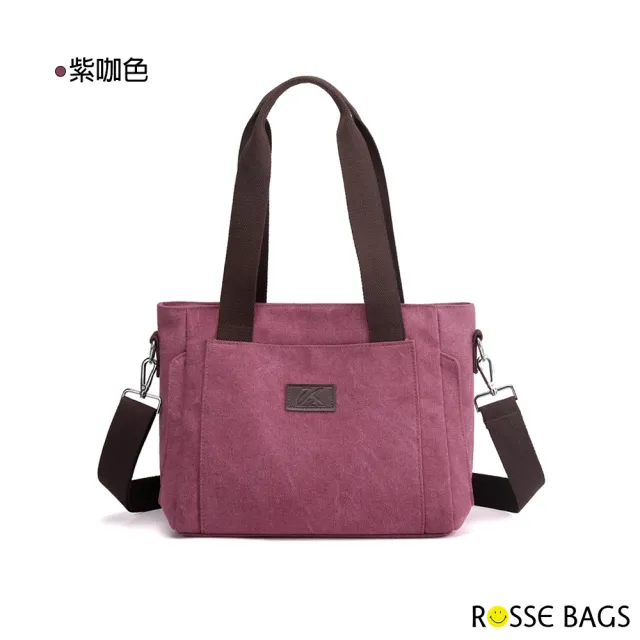 【Rosse Bags】休閒旅行帆布大容量托特包(現+預  卡其色 / 灰色 / 咖啡色 / 紫咖色